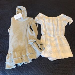 BUNDLE: Aqua 4T Classic Sweater-dress, Love Ady blue and white checkered romper